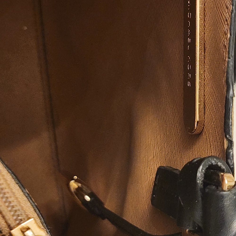 Michael Kors Black, Cream, Brown, and Gold Satchel - Picture 3 of 6